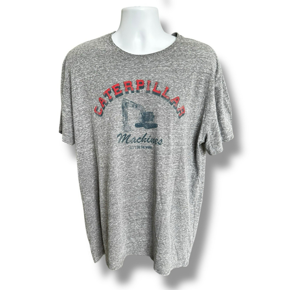 Caterpillar CAT Machines Heather Gray Excavator Short Sleeve Graphic T-shirt XL